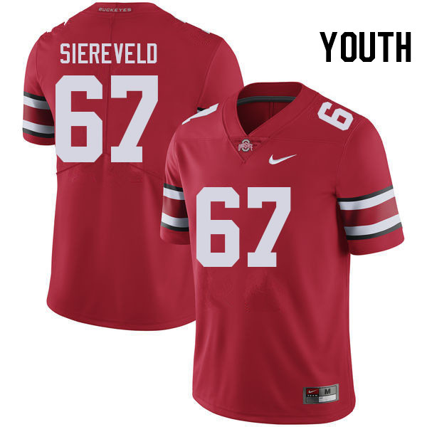 Youth Ohio State Buckeyes #67 Austin Siereveld Red Authentic College Stitched Football Jersey 23SJ041QF